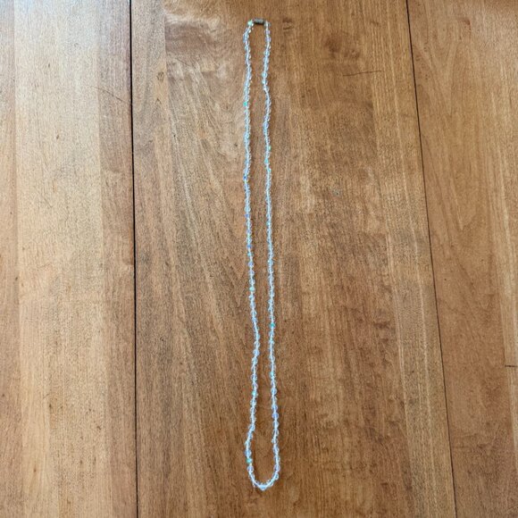 Vintage Rainbow Faceted Crystal Small Beads Hand-Strung Knotted Long Necklace - Picture 2 of 10